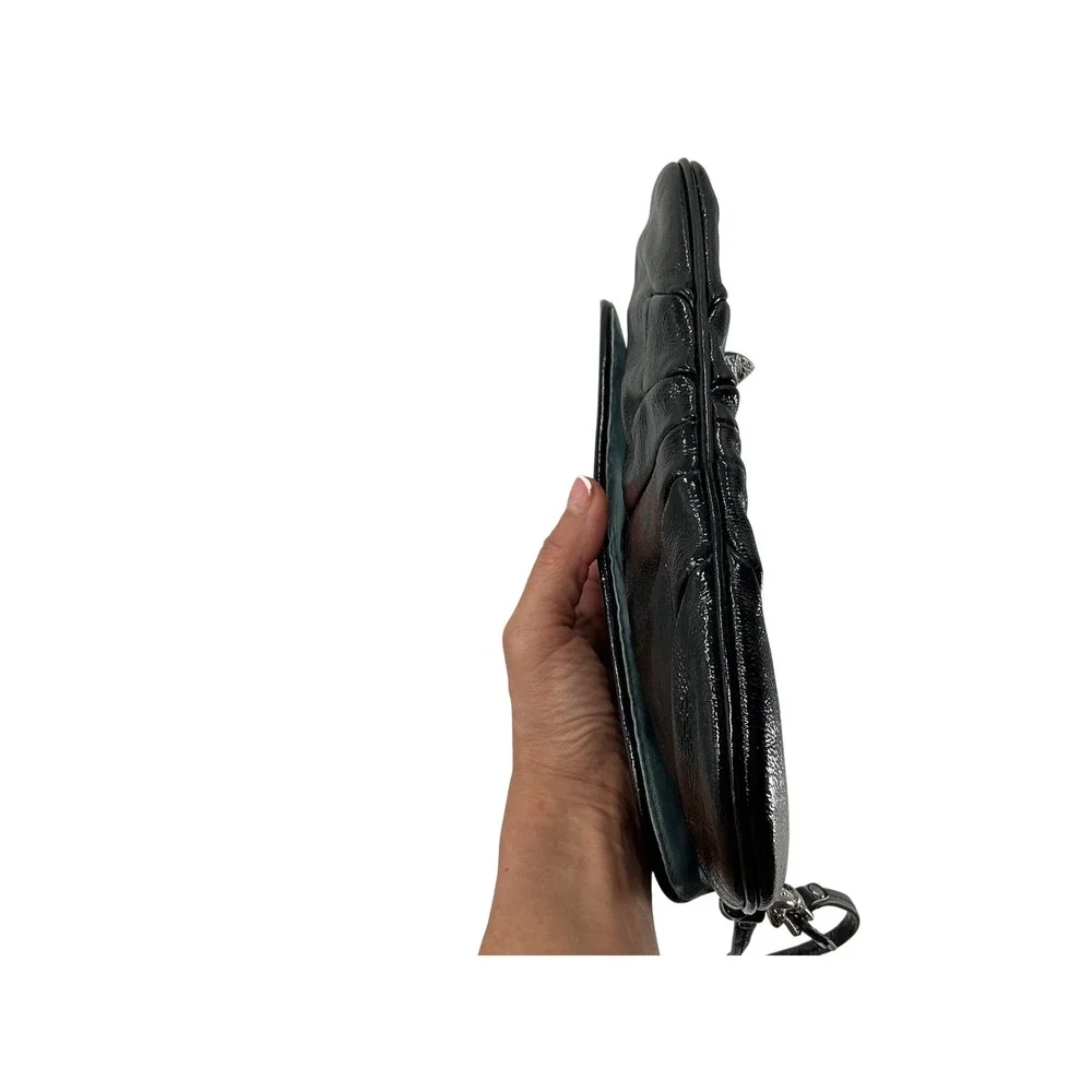 Coach Black Leather Wristlet | Silver Hardware | Classic‎ Snap Flap